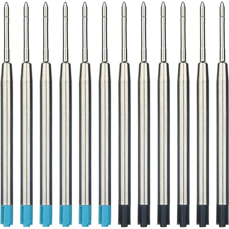 Onwon 30 Pieces Replaceable Ballpoint Pen Refills 1.0mm Medium Point Metal Refill Smooth Writing Ball Point Pen Refills Black & Blue Ink - Image 1
